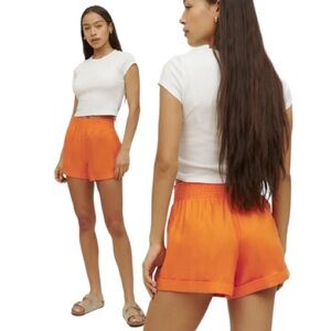 Reformation Orange Nashville Linen Shorts Size Small
